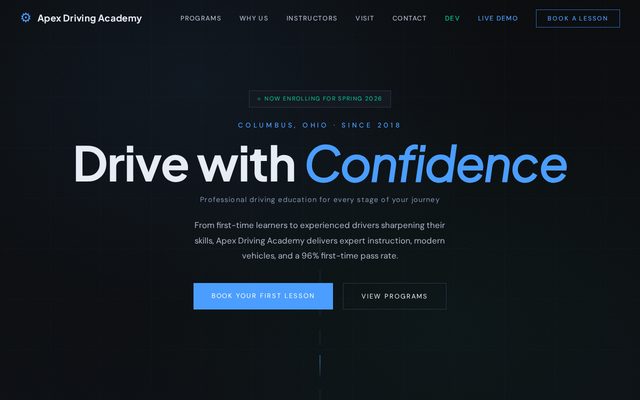 Apex Driving Academy website preview